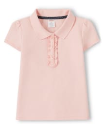 Girls Stain-Resistant Ruffle Polo - Uniform