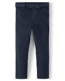 Girls Stain and Wrinkle-Resistant Belted Chino Pants - Uniform