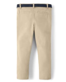 Girls Stain and Wrinkle-Resistant Belted Chino Pants - Uniform