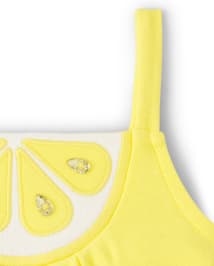 Haut citron appliqué pour filles - Agrumes et soleil