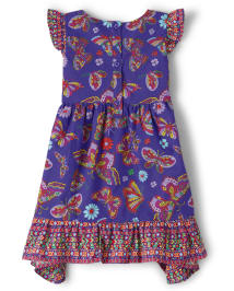 Girls Butterfly Hanky Hem Dress - Music Festival