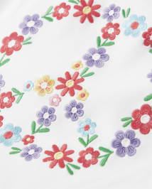 Girls Embroidered Peace Ruffle Top - Music Festival