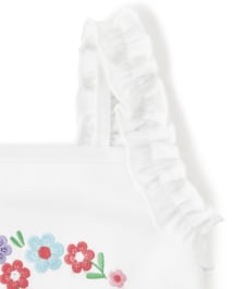 Girls Embroidered Peace Ruffle Top - Music Festival