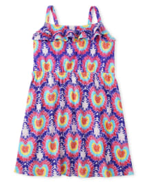 Robe à volants en forme de cœur avec teinture par nouage pour fille - Festival de musique