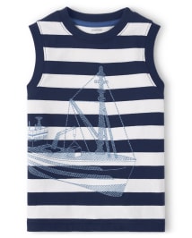 Boys Striped Boat Tank Top - Blue Skies