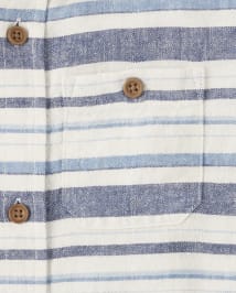 Boys Striped Button Up Top - Blue Skies
