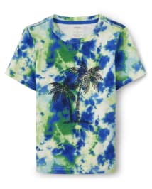 Boys Tie Dye Palm Tree Top - Music Festival