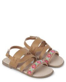 Girls Embroidered Sandals - Music Festival