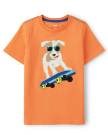 Boys Embroidered Dog Skateboard Top - Stunt Master