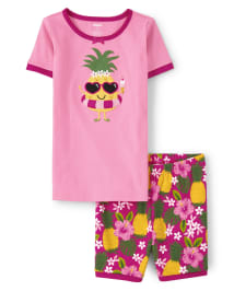 Girls Pineapple Snug Fit Cotton Pajamas - Gymmies