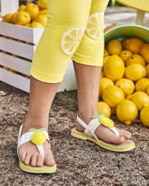 Girls Applique Lemon Sandals - Citrus & Sunshine