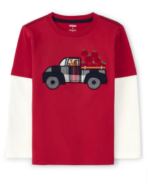 Boys Embroidered Truck Layered Top - Head of the Class