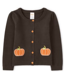 Girls Applique Pumpkin Cardigan - Perfect Pumpkin