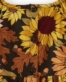 Girls Sunflower Ruffle Top - Autumn Harvest