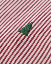 Boys Striped Schiffli Tree Button Up Shirt - Holiday Traditions