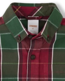 Boys Matching Family Plaid Button Up Shirt - Holiday Traditions