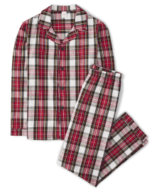Unisex Adult Matching Family Plaid Flannel Pajamas Gymmies Black
