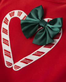 Girls Embroidered Candy Cane Heart Top - Holiday Express