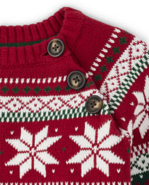 Boys Long Raglan Sleeve Snowflake Fairisle Sweater Holiday