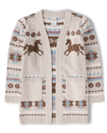 Girls Horse Fairisle Cardigan - Little Rocky Mountain
