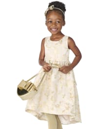 Girls Sleeveless Floral Print Jacquard Knit High Low Dress All Dressed Up SNOW Gymboree CA