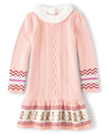 Girls Cable Knit Gingerbread Sweater Dress Gingerbread House Sweet nothing