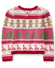 Girls Intarsia Christmas Sweater - Gingerbread House