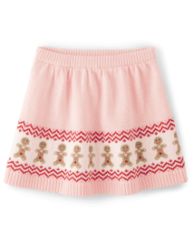 Girls Intarsia Gingerbread Sweater Skirt - Gingerbread House