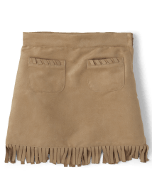 Girls Faux Suede Fringe Skirt - Montana Mountain