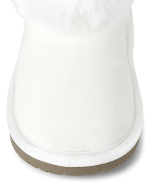 Girls Glitter Bow Faux Suede Chalet Boots WHITE Gymboree CA