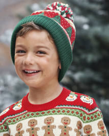 Chapeau à pompons Fairisle en pain d&#39;épice pour garçons - Maison en pain d&#39;épice