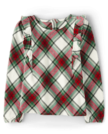Girls Matching Family Plaid Flutter Top - Family Celebrations