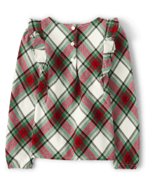 Girls Matching Family Plaid Flutter Top - Family Celebrations