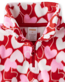 Girls Heart Fleece Half Zip - Valentine Cutie