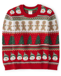 Gymboree Men's Long Sleeve Sweater, Holiday Gingerbread, X-Small