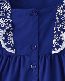Girls Mommy And Me Short Flutter Sleeve Poplin Woven Eyelet Dress ...