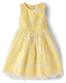 Girls Embroidered Floral Lace Dress