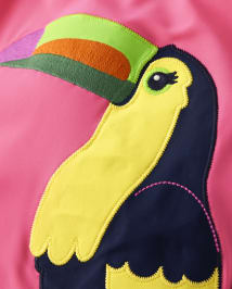 Girls Embroidered Toucan One Piece Swimsuit - Aloha