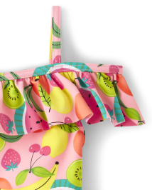 Girls Sleeveless Fruit Print Off Shoulder One Piece Swimsuit Splish Splash WHISPERPNK Gymboree CA