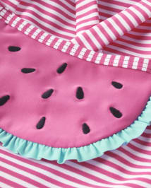 Girls Striped Embroidered Watermelon One Piece Swimsuit - Splish-Splash