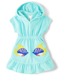 Girls Applique Fish Ruffle Cover-Up - Splish-Splash
