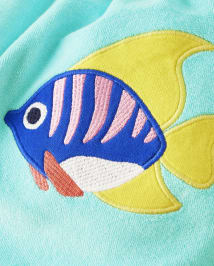 Girls Applique Fish Ruffle Cover-Up - Splish-Splash