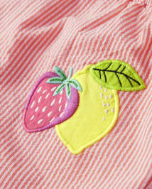 Girls Applique Fruit Seersucker Romper - Festive Fruit