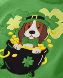 Boys Embroidered Dog Top - Little Leprechaun