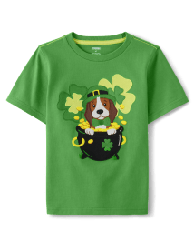 Boys Embroidered Dog Top - Little Leprechaun