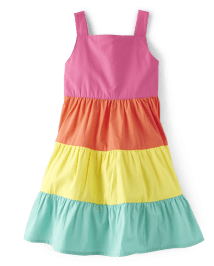 Girls Rainbow Tiered Dress - Festive Fruit