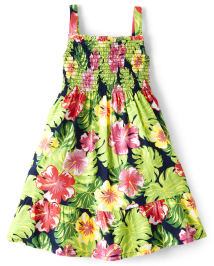 Girls Tropical Ruffle Dress - Aloha