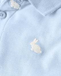 Polo Schiffli Bunny pour garçon - Bleu Belle
