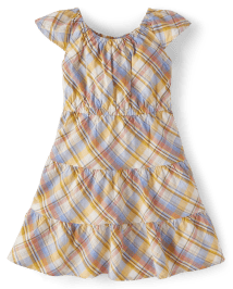 Girls Matching Family Plaid Tiered Dress - Country Trail