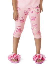 Girls Teacup Capri Leggings - Time for Tea